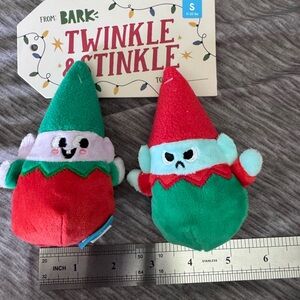 Bark Twinkle & Tinkle Elf Plush Dog Toys - Red & Green